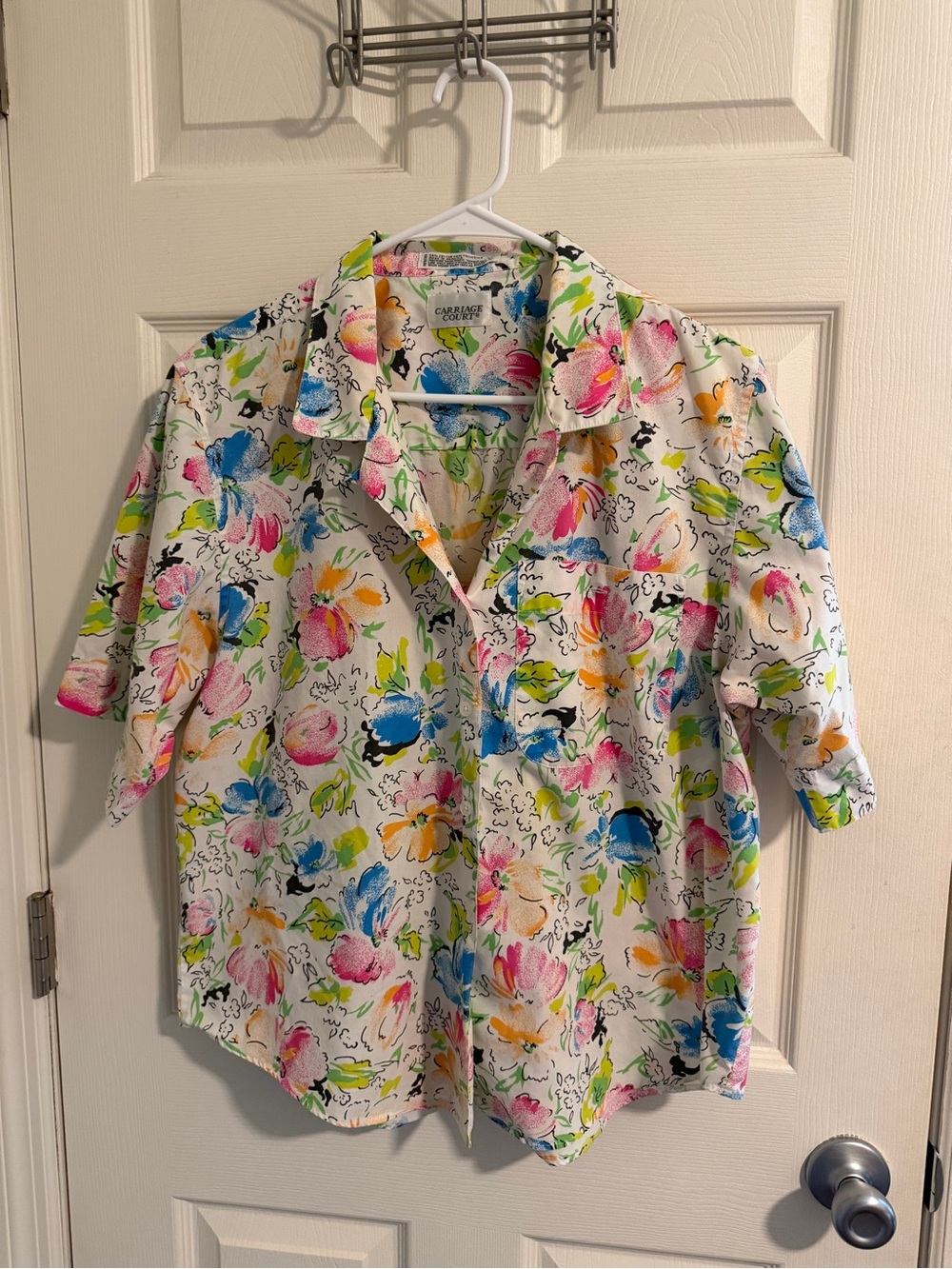 Caribbean Joe White Floral Short-Sleeve Button-Down Shirt